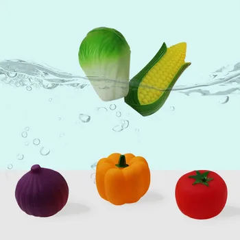 

Bath Toys 3pcs Rubber Vegetables Water Toy Baby Bathroom Pool Bath Toy Baby Bath Tub Squeezing Call Rubber For kids
