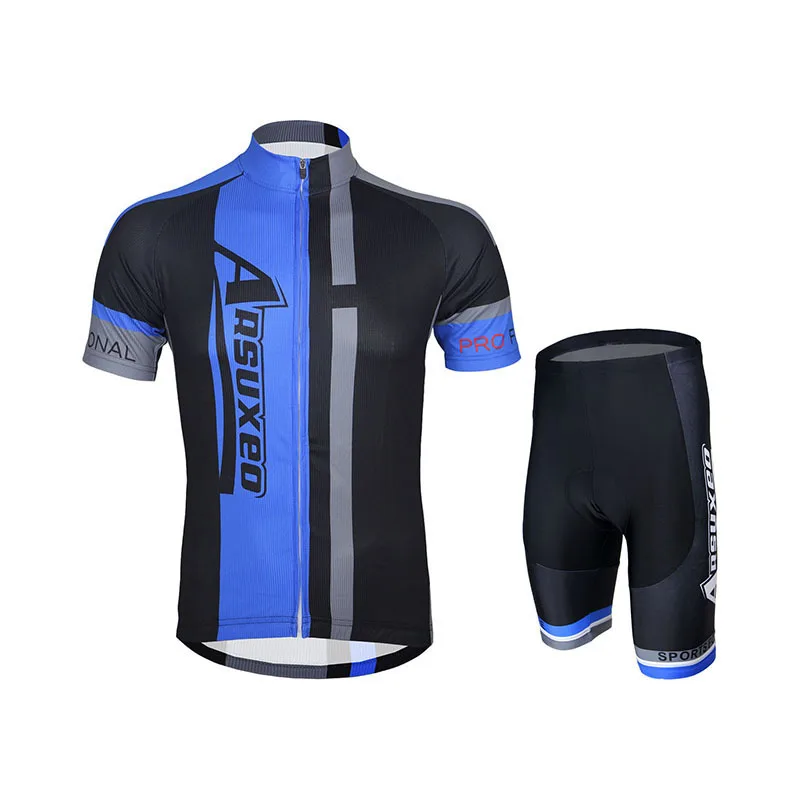 blue MTB с коротким рукавом комплекты Для мужчин; женские футболки комплект Pro наборы одежды для велосипедистов велосипедные гонки на дорогах одежда быстросохнущая велосипед - Цвет: blue