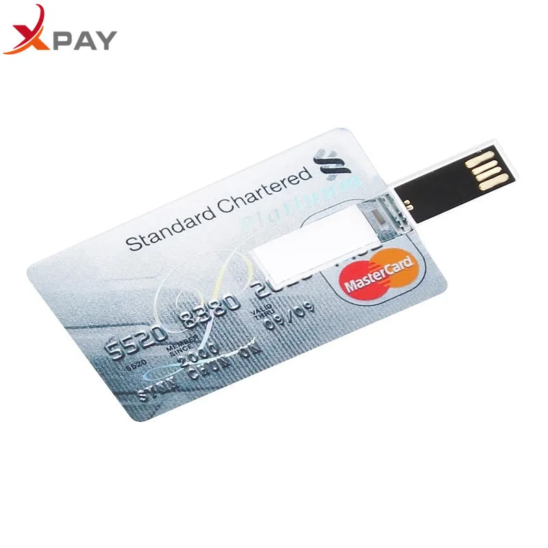 

XPAY Usb flash drive 32GB 2.0 Super thin Credit Card pen drive 4GB 8GB 16GB 64GB for gift high quality 128GB pendrive Free Logo