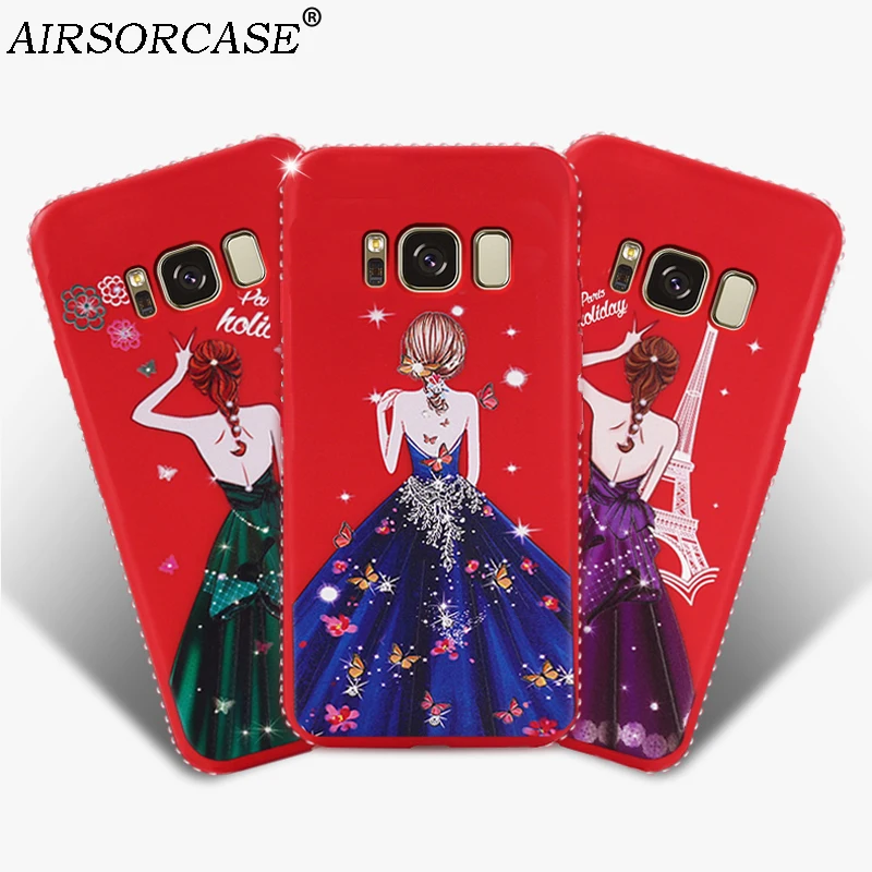 Fashion Girls Mobile Phone Cases for Samsung Galaxy S8 S8 Plus Case With Rhinestone Soft TPU ...