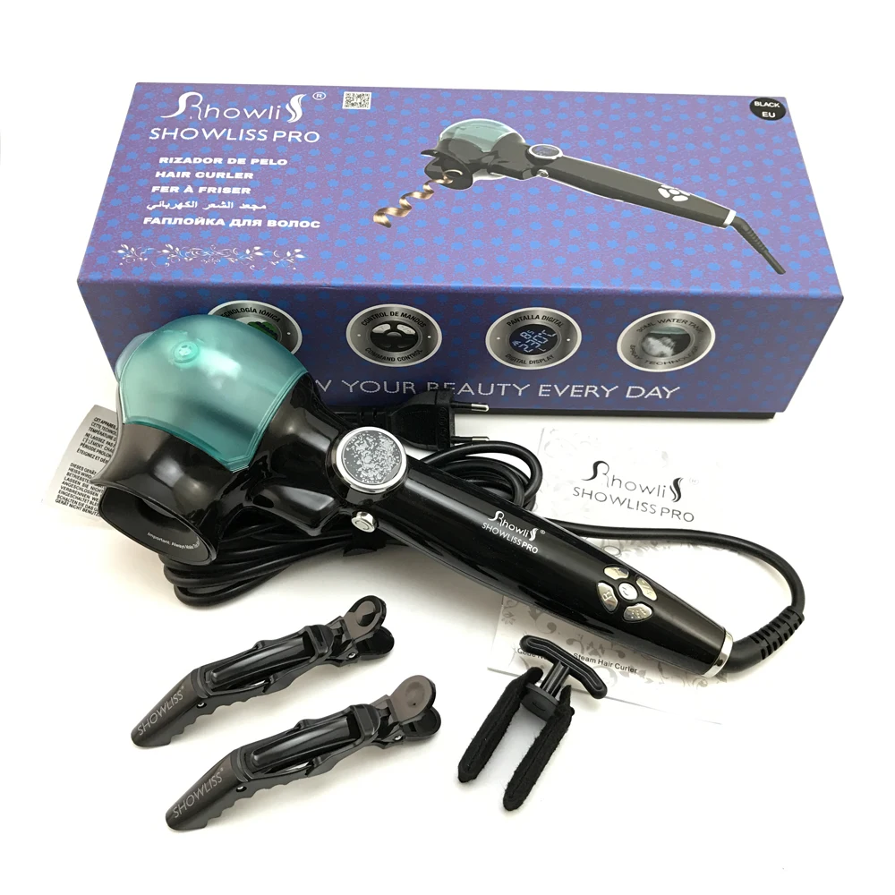 

Fashion Showliss Pro steam Hair Curler LED hair curler Styler automatic Curling Iron Purple Universal Voltage
