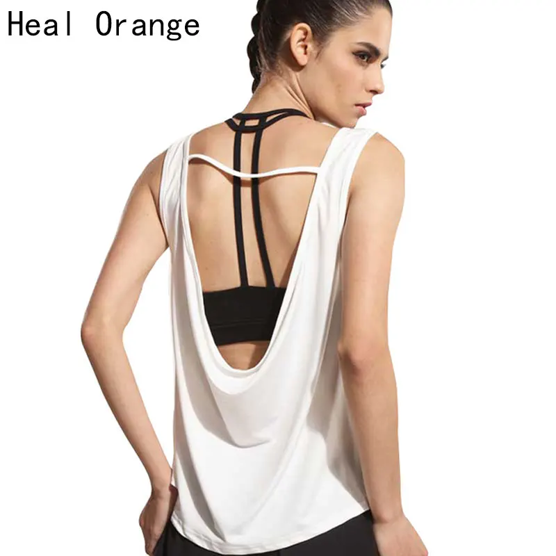 

HEAL ORANGE Womens Sport Shirts Yoga Tops Sleeveless Vest Fitness Running Clothes for Female Breathable Tank Tops Running Vest