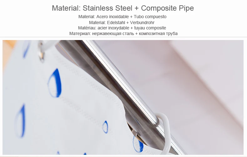Multifunctional Constant Tension Bathroom Shower Curtain Rod Adjutable Extendable Telescopic Poles Rail Hanger DIY Small & Large