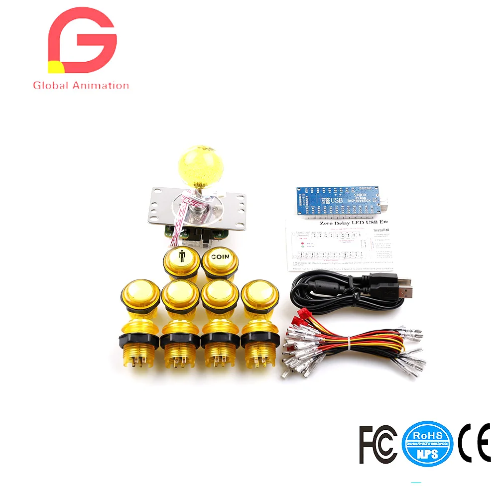 

Easyget LED Arcade DIY Parts 1x Zero Delay USB Encoder + 1x 8 Way Joystick + 10x LED Illuminated Push Buttons For Mame Jamma Arc