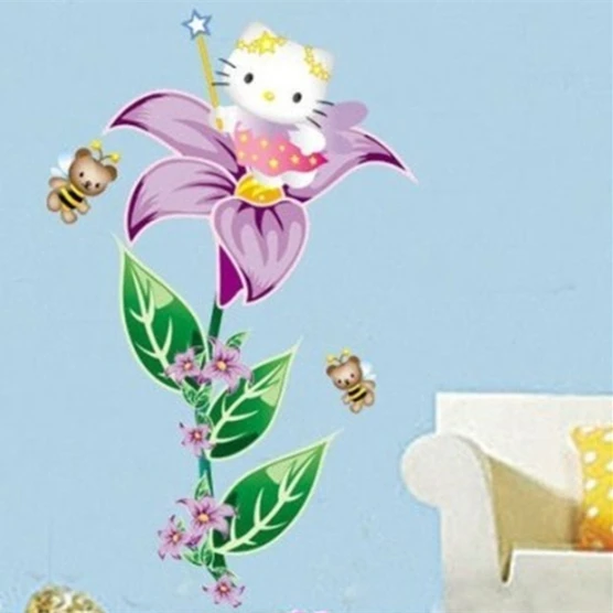 

Zs Sticker Hello Kitty Wall Stickers Home Decor Cartoon Wall Decal for Kids Room Decal Baby Vinyl Mural Nursery Stickers