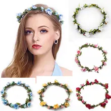 Rosas Flor de Halo Floral de Noiva Coroa Coroa De Cabelo Acessórios Headpiece Cabeça Coroa de flores de Casamento Da Dama de honra de Hortelã