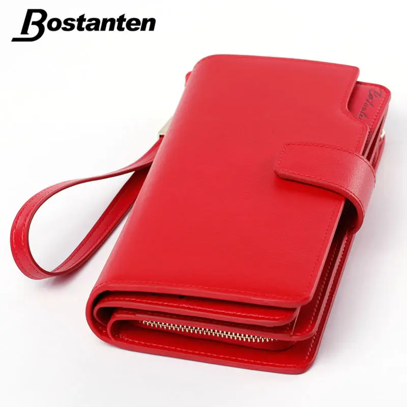Bostanten Real Genuine Leather Women Wallets Brand Design High Quality 2016 Cell phone Card Holder Long Lady Wallet Purse Clutch