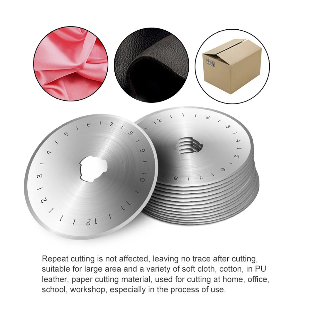 10pcs Mayitr 45mm Rotary Cutters Refill Blades Circular Craft Sewing Quilting Hand Tool for Fabric Paper Leather Plastic Cutting