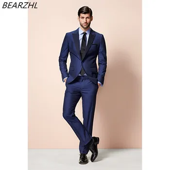 

blue tuxedo pants modern mens suits grom wear slim fit custom made dress for 2020 fashion suit