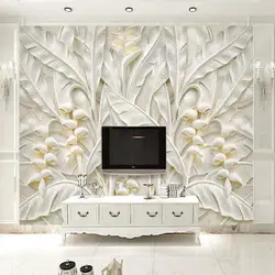 Европейский тисненый цветок лист 3D Фреска фото обои для гостиной комнатное домашнее настенное Декор papel pintado 3d обои с фотографиями