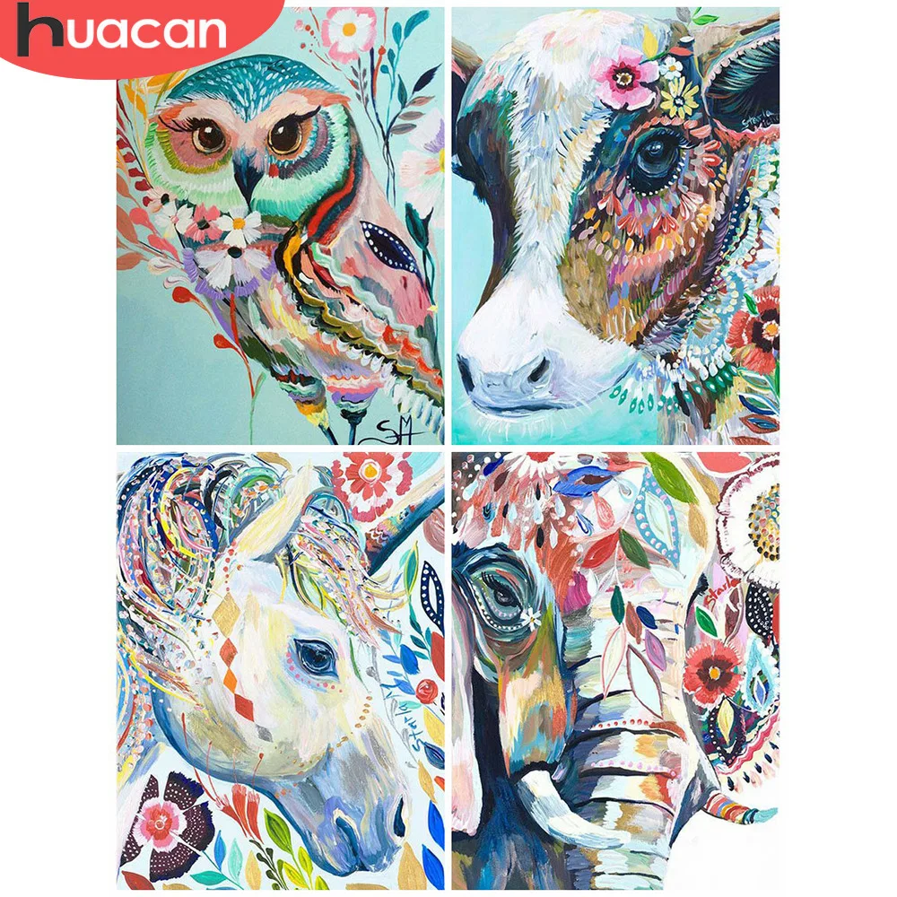 

HUACAN 5D Diamond Painting Cattle Animal Diamond Embroidery Elephant Full Square/round Mosaic Picture Rhinestone Beadwork