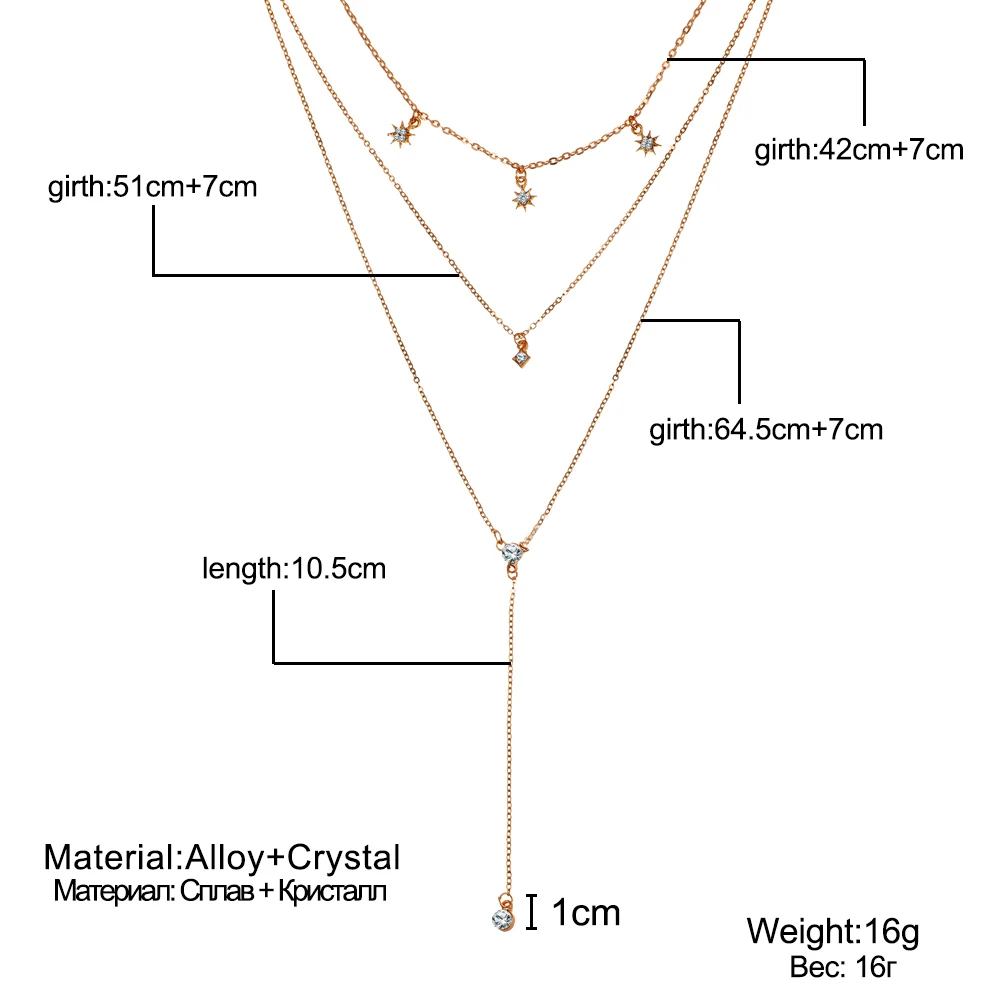 ALIUTOM, бохо, Хрустальная звезда, амулеты, многослойное ожерелье для женщин, Трендовое металлическое длинное ожерелье с подвеской, богемное ювелирное изделие, воротники
