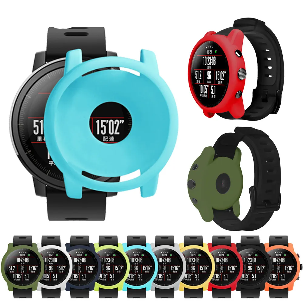 Защитный чехол для Xiaomi Huami Amazfit 2/2S Stratos с полной рамкой мягкий силиконовый