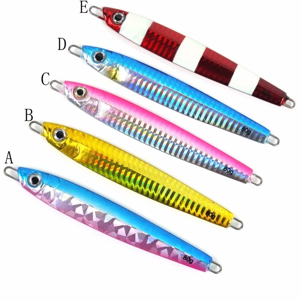 

HiUmi 5PCS IronPlate Lead Fish Road Bait 80g High Quality Bait 12.5cm Metal Spoon Jigging Lure