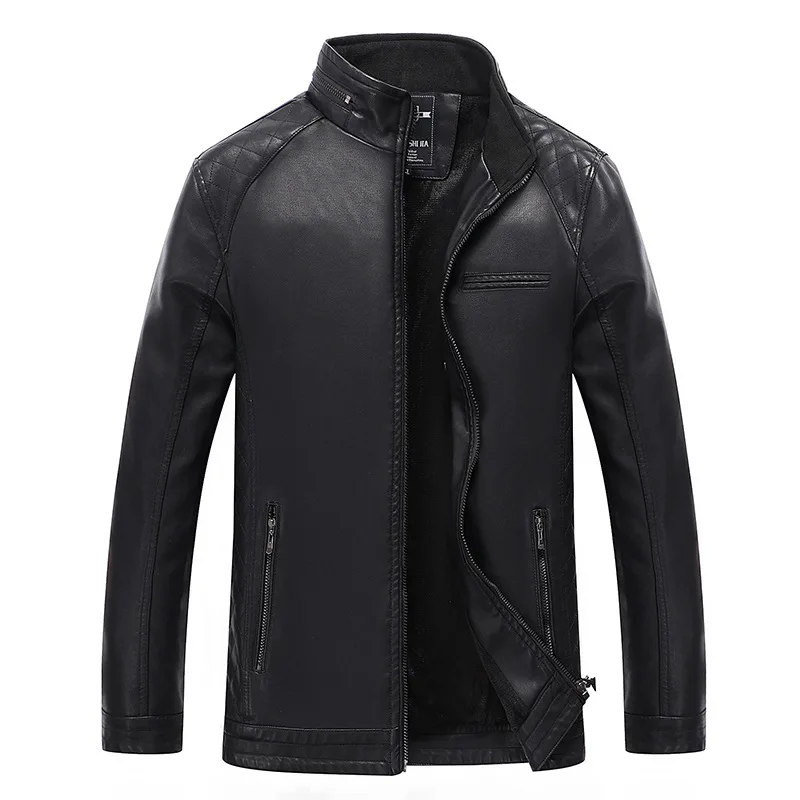 CVETO Spring Autumn Winte Men's Leather Jackets Slim Fit Faux Leather Jacket Casual Coats Stand Collar Men PU Leather Large Size CVETO Spring Autumn Winte Men's Leather Jackets Slim Fit Faux Leather Jacket Casual Coats Stand Collar Men PU Leather Large Size