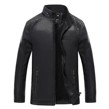 CVETO Spring Autumn Winte Men's Leather Jackets Slim Fit Faux Leather Jacket Casual Coats Stand Collar Men PU Leather Large Size