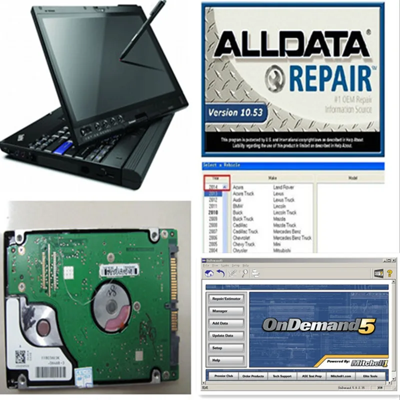 

Alldata 10.53 and Mitchell ondemand 2015 software workshop car repair program 1TB HDD installed on x200t laptop ready to work