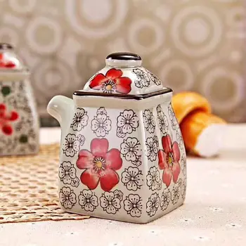 

Houmaid Creative Japan Style Ceramics Seasoning Household Sauce Vinegar Oil Pottery Storage Bottle Flavoring Pot