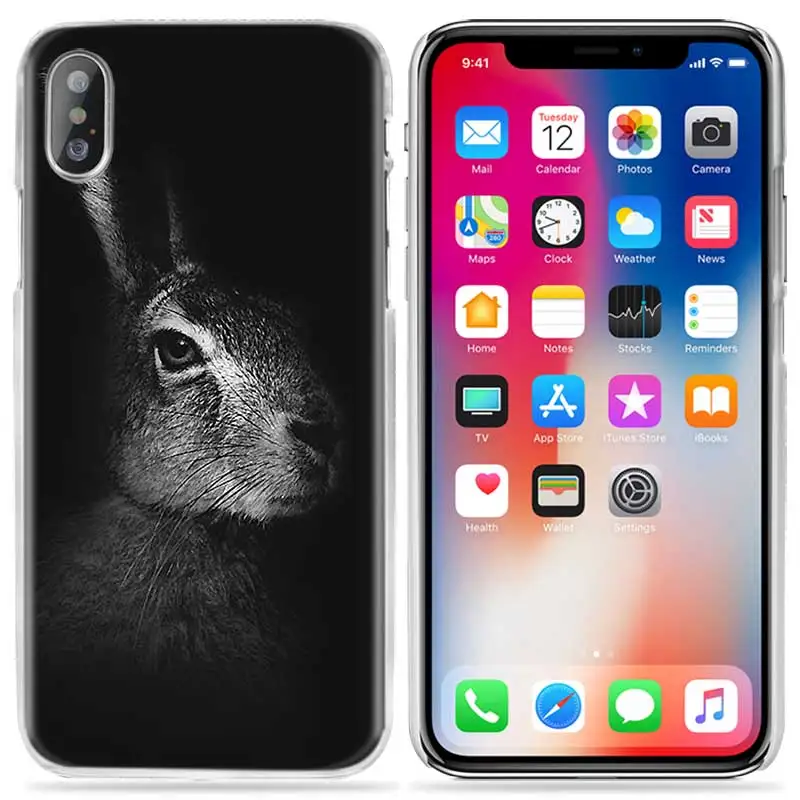 Чехол с изображением животных для iPhone XS Max XR X 10 7 7S 8 6 6S Plus 5S SE 5 4S 4 5C прозрачный жесткий 11 чехол для телефона милый белый кролики - Цвет: 06