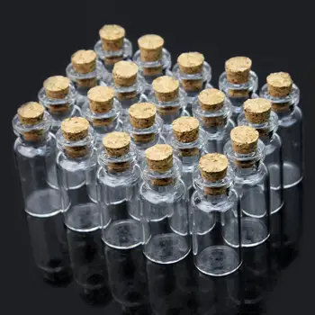 

20pcs Transparent Mini Empty Glass Bottles With Cork Wishing Message Vials Jars Container Gift 2ml Home Decoration Accessories