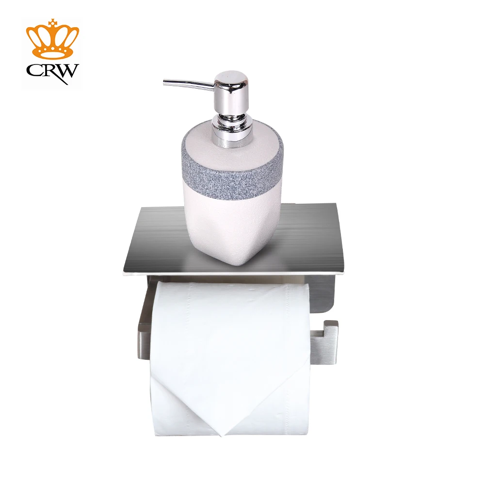 CRW Toilet Paper Holder with Shelf Stainless Steel Phone Mobile Phones
