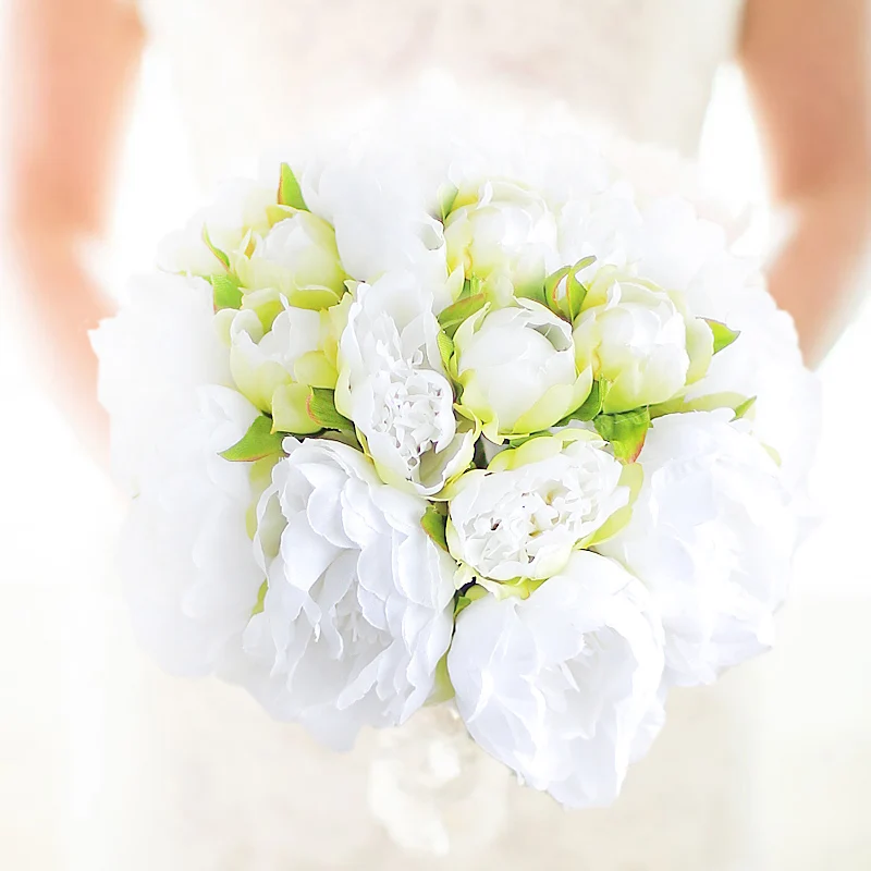 3553 Iffo Nouveau Fait à La Main Blanc Vert Pivoine Bouquet Mariage Mariée Bouquet Demoiselle Dhonneur Pivoine Main Tenant Fleurs Mariée Pivoine