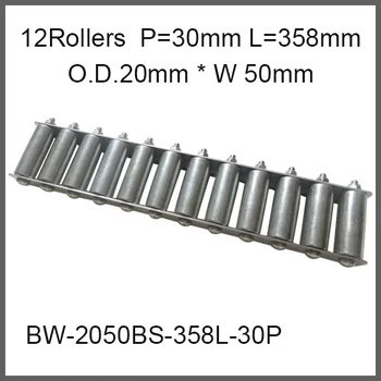 

12pcs wheels 30mm Pitch 358mm Length Skate Wheel Conveyor 20mm O.D.*50mm Width Wheeled Gravity Conveyor roller Capacity 50Kgf