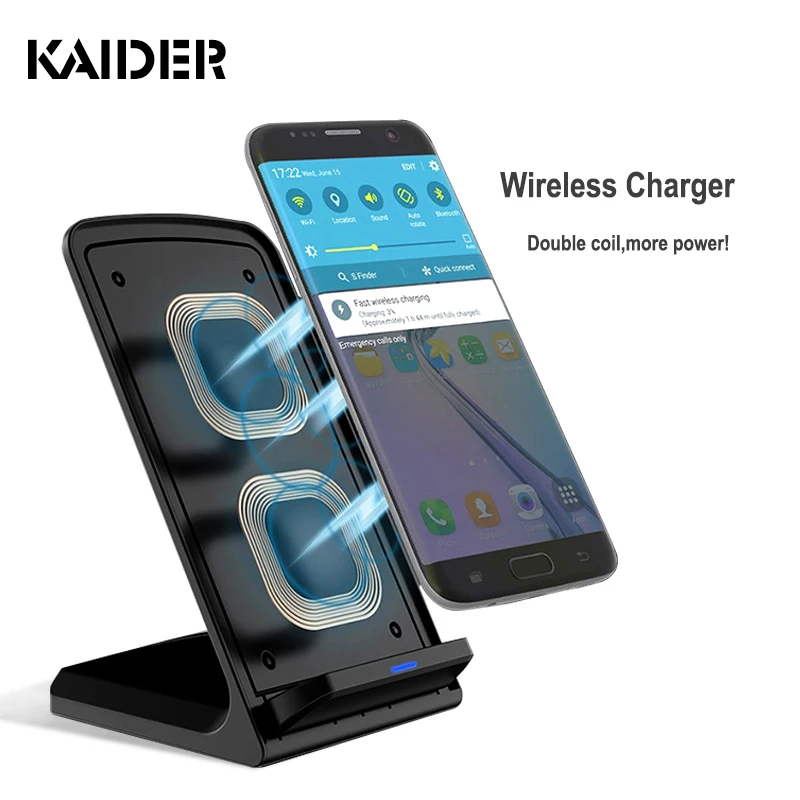 

QI Wireless Charger Quick Charge 3.0 Fast Charging for Samsung S6 S7 S8 for iPhone 8 8plus xs max X Coils Stand 5V/2A & 9V/1.67A