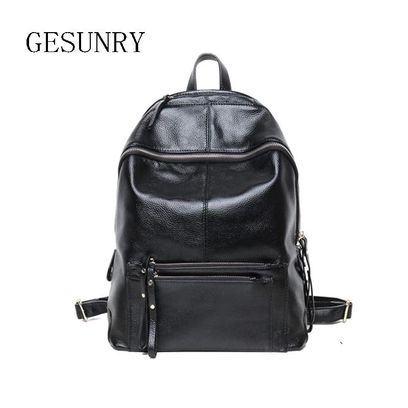 New 2016 100% Real Soft Genuine Leather Women Backpack Woman bag Ladies Strap Laptop Bag Daily ...