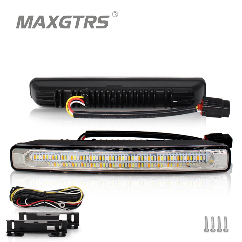 

2x Universal Car LED 48 SMD 4014 Daytime Running Light Waterproof DRL Auto Driving External Light White Blue Amber Turn Signal