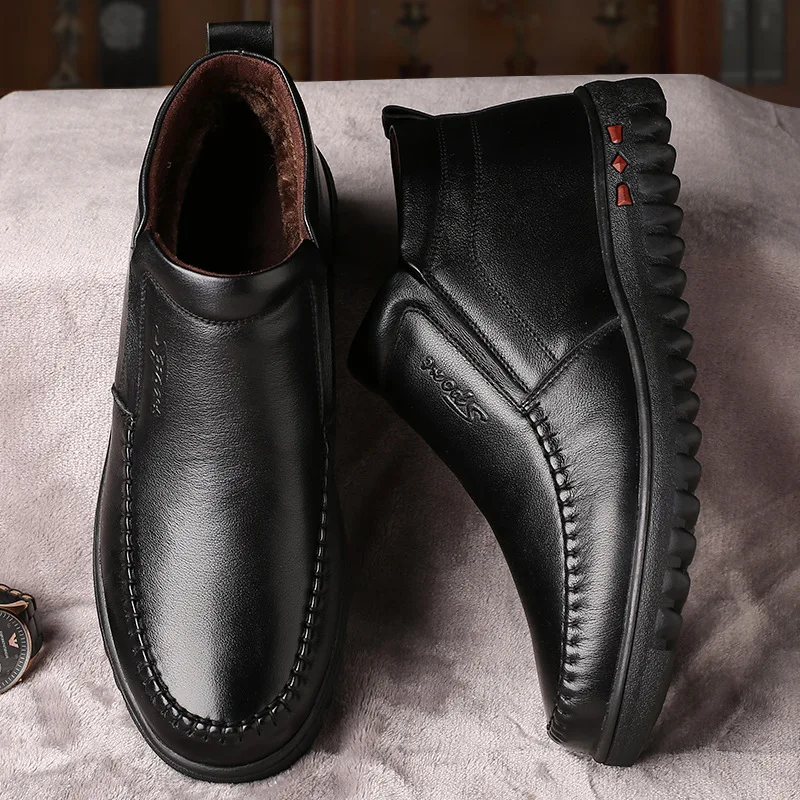

Plus Size Men Shoes 2018 New Winter Casual Ankle Boots Fashion Flock Suede Warm Fur Plush Men Snow Botas Chaussure 586