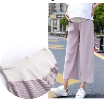 

Maternity pants ladies pregnant women super elastic loose pants seven points wide leg pants stomach lift pants pregnant women