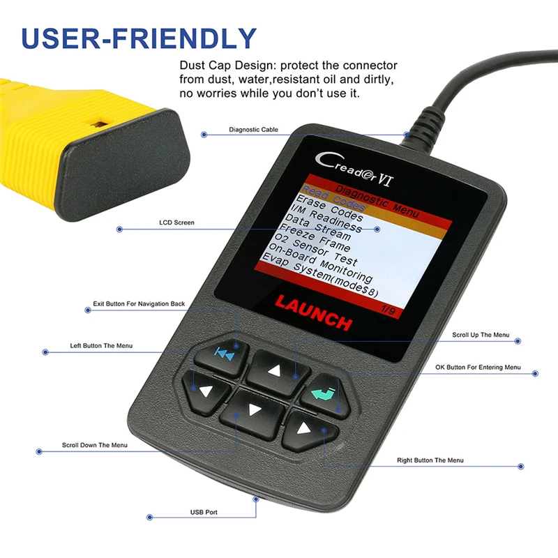 Сканер старта Creader VI 6 считыватель кодов ELM327 V1.5 obd 2 OBD II odb2 eml 327 для Автомобильный