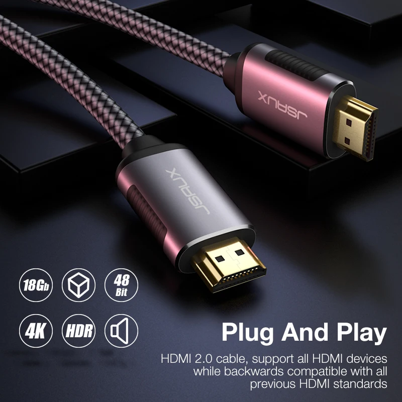 HDMI кабель JSAUX 2 0 4K UHD 1080p высокоскоростные Позолоченные разъемы плетеный шнур для