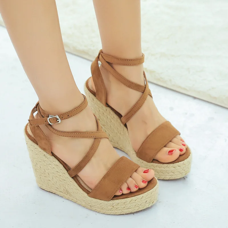 

Classics Open Toe Cross-Strap Platform Wedges Women Sandals High Ankle Strap Gladiator Ladies Shoes Buckle Casual Summer Sandals