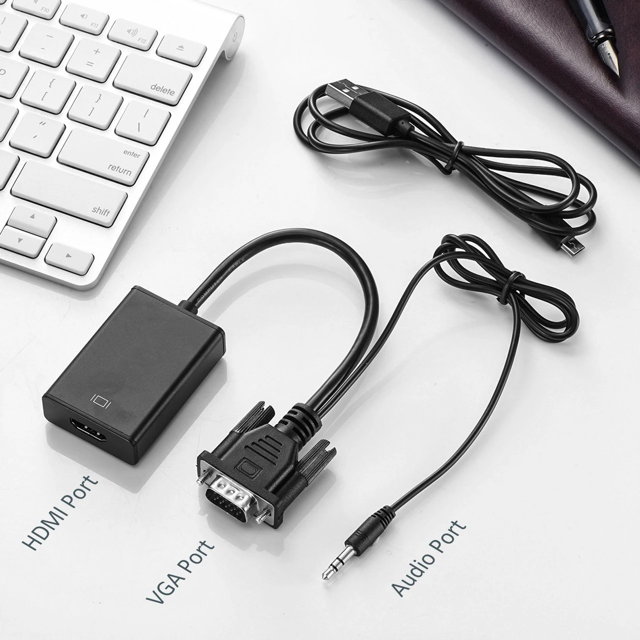  VGA A HDMI 1080P Uscita HD Audio TV HDTV AV Video Cavo Adattatore del Convertitore