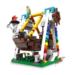 Оригинальная игровая площадка Пиратская лодка маленький зернистый строительный блок игрушки XB01109