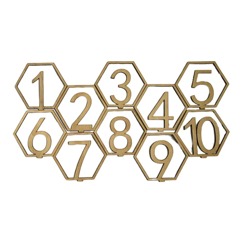 

10pcs 1-20 Numbers Wood Signs Wedding Hexagon Table Number Wooden Table Numbers Rustic Wedding Engagement Seat Numbers Sign