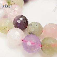 LII Ji Multi quartz Amesthyst Prehnite розовый кварц формы 12 мм граненые бусины DIY ювелирных изделий браслет ожерелье около 39 см
