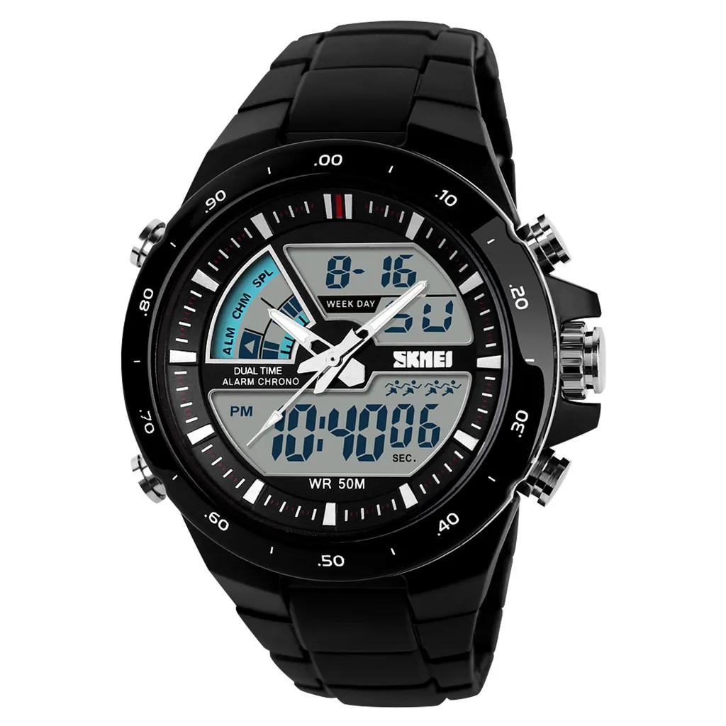 Высококачественные мужские спортивные военные электронные цифровые часы с большим циферблатом и хронографом, аналоговые водонепроницаемые часы для плавания