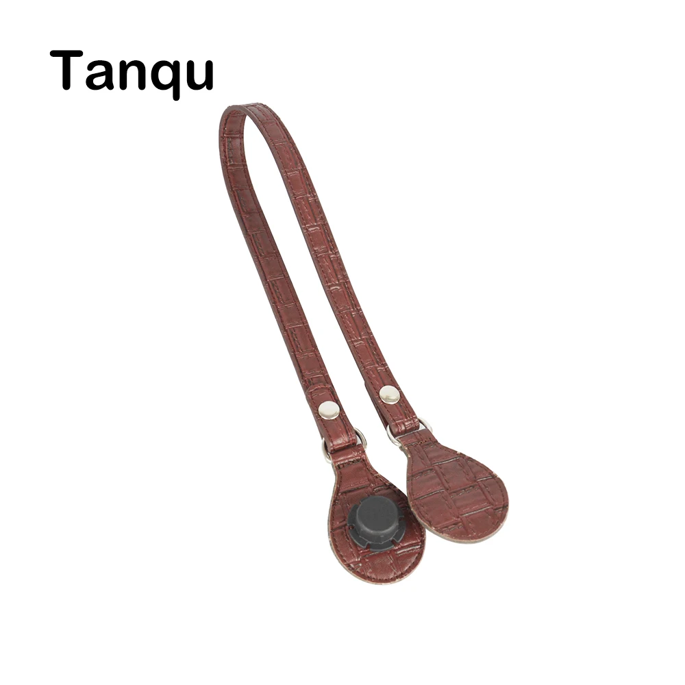 

Tanqu 1 piece Long Flat Patchwork Handle with Snap Button Removable Weave Pattern Drop for O Bag Leather Belt Strap for Obag