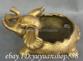 

Folk Chinese Brass Carved Auspicious Wealth Elephant Heffalump Statue Ashtray