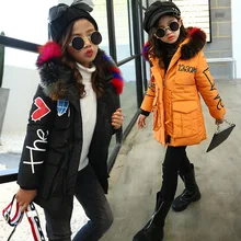 kids girls winter padded jacket baby girl clothes 2017 new fashion fur collar big virgin cotton coat for 4-12 years