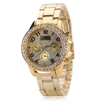 

Women Rhinestone watches Geneva watches Stainless Steel Watches crystal Shiny 3colors Crystal hours Dropship relogio feminino