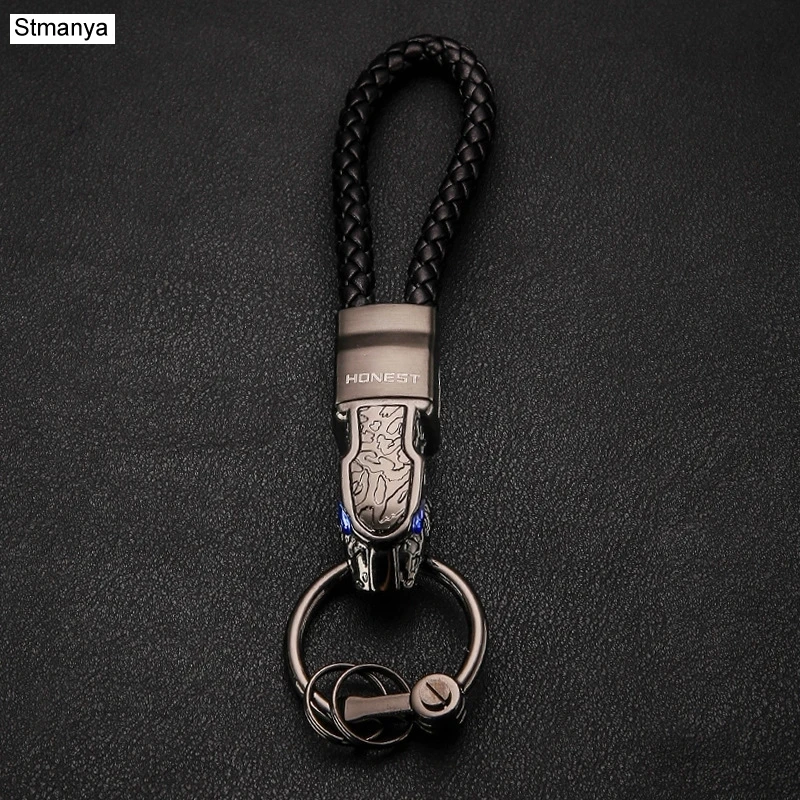 

Honest New High quality Metal Key Chain Women Men Knitting leather rope business Car Key Ring Best Gift jewelry K1572