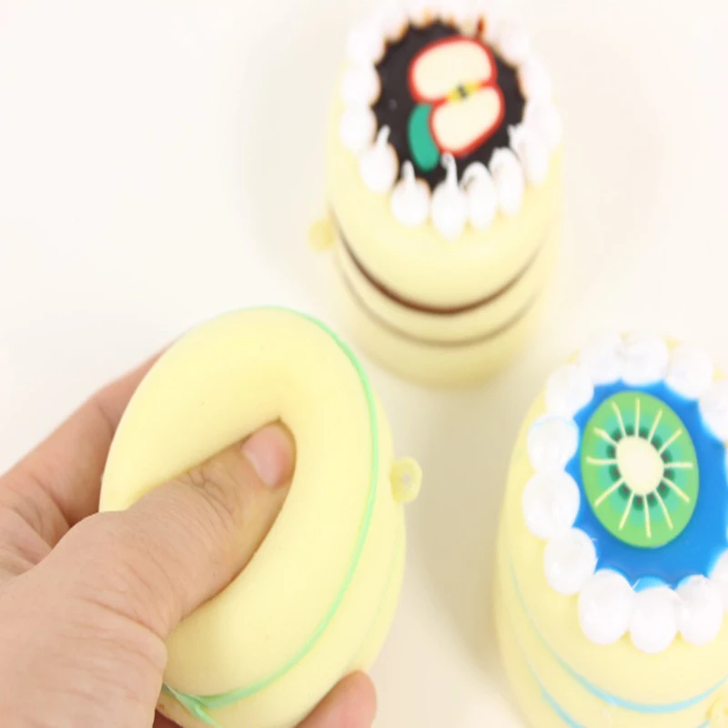 Kawaii Squishy Mini 6.5cm Round Fruit Cake Squishy Slow Rising Squeeze Bread Stress Relief Toys Phone Strap Squishi Kid Juguetes