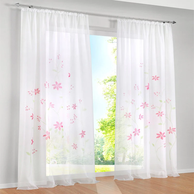 Cortinas púrpuras florales rústicas de lujo para ventanas de dormitorio