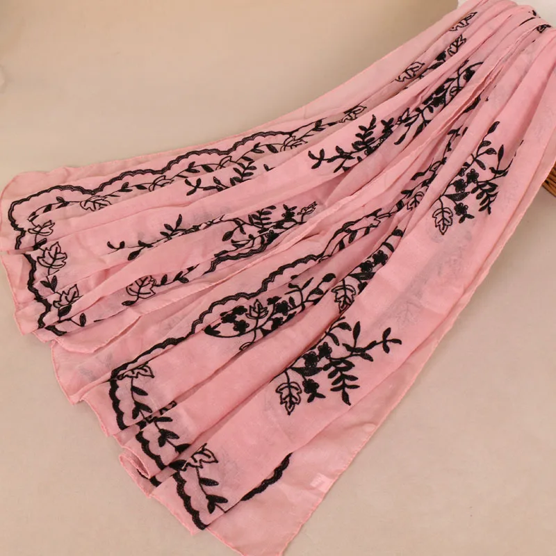 Женский простой вышитый шарф из вискозы с цветочным принтом, брендовые шали и палантины с принтом, Женские палантины из пашмины, мусульманский хиджаб, Foulards Sjaal - Цвет: 10