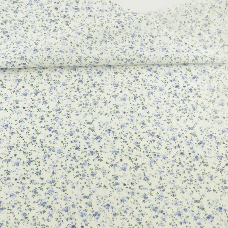 

Beige Cotton Fabric Light Blue Flowers Cotton Fabrics Sewing Cloth Crafts Dolls Telas Tilda Tissue Patchwork Fabric Fat Quarter