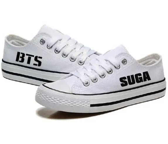 Buy Unisex Womens BTS White Canvas Shoes Buy Unisex Womens BTS White Canvas Shoes